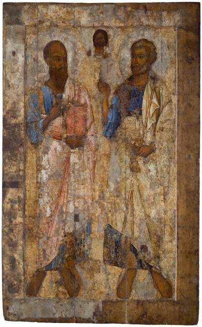 «Апостолы Пётр и Павел» - старейшая сохранившаяся новгородская икона. Середина XI в. 